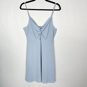 She + Sky Blue Medium M Twist Front Keyhole Mini Dress Casual Summer VNeck